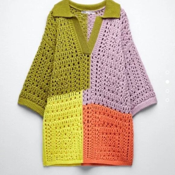 EUC Zara Oversized Colorblock Chunky Knit Polo - Size Small - Picture 4 of 10